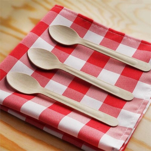 100 pcs Natural Birch Wooden SPOONS Disposable Party Wedding Dinner SALE - Picture 3 of 5