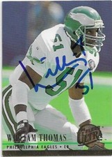WILLIAM THOMAS Autographed Signed 1994 Fleer Ultra card Philadelphia Eagles COA