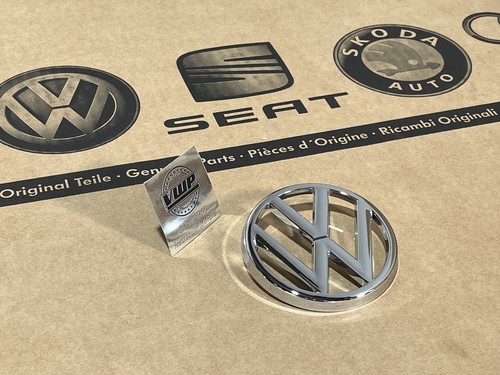 VW Golf MK1 Cabrio Golf MK2 Jetta Scirocco Caddy T3 insignia delantera VW emblema cromado - Imagen 2 de 7