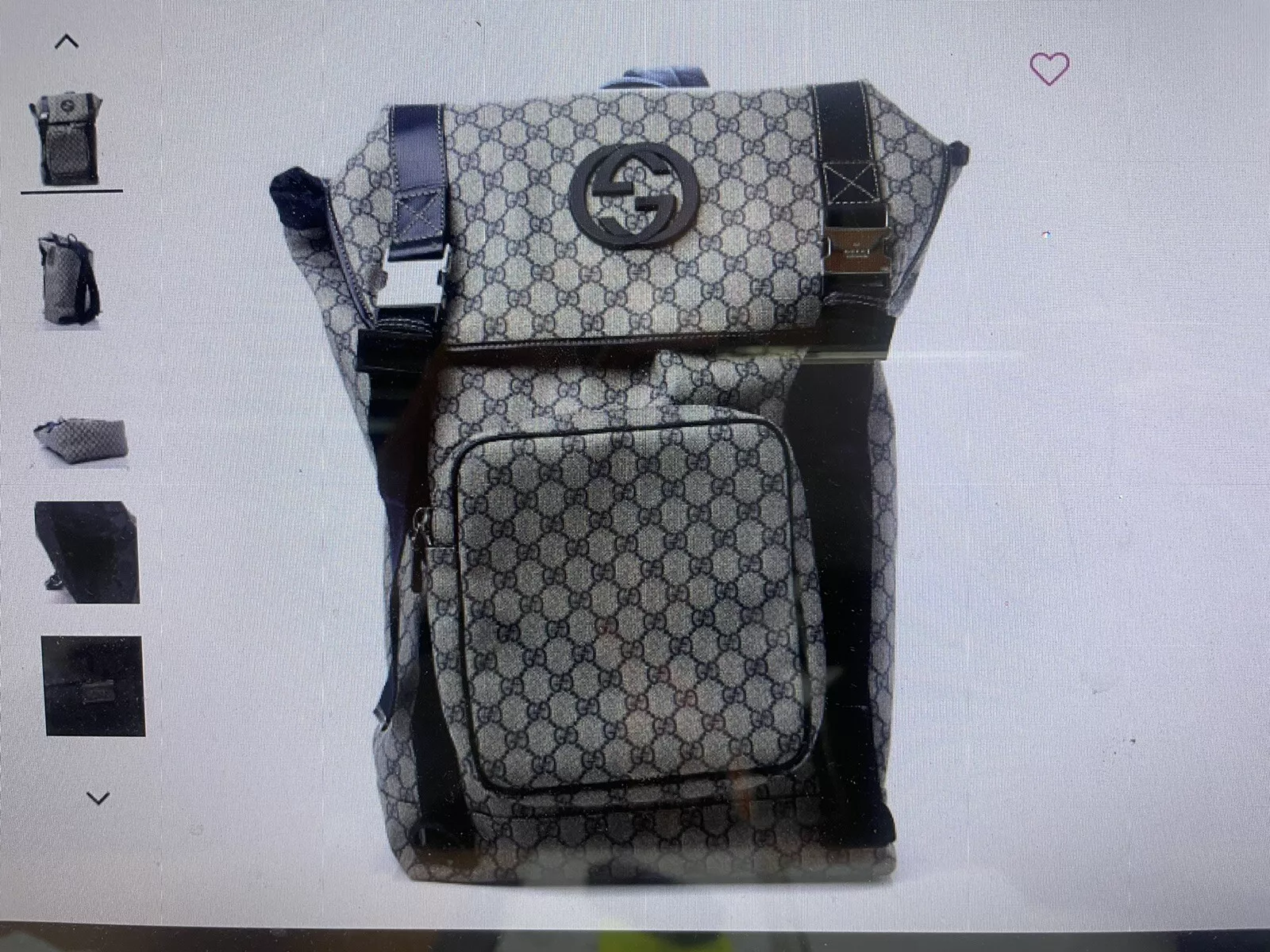 Gucci GG Supreme Monogramme Grande Boucle Imbriquée G Double Boucle Marine
