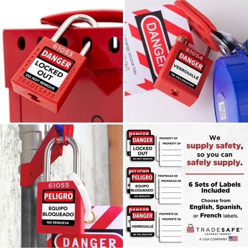 Premium Lockout Tagout Lock Set - Non-Conductive Safety Padlocks, 10 Pieces - Picture 9 of 11