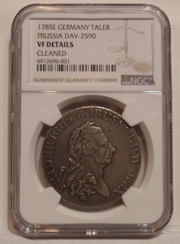 Prussia Friedrich II 1 Thaler 1785 E Königsberg Silver NGC VF details KM:332.3 - Picture 2 of 7