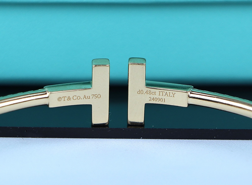 $7,300 Tiffany & Co T 18k Yellow Gold Pave Set Round Diamond Wire Cuff Bracelet - Picture 7 of 10
