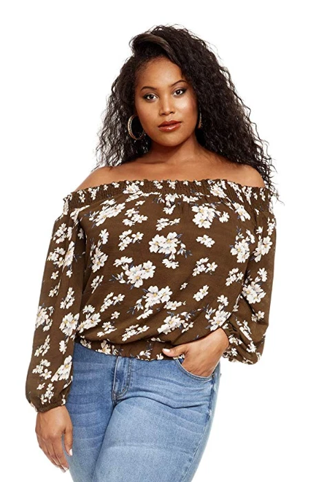 Fashion To Figure Women's Plus Size Julie Floral Off Shoulder Blouse, 0X