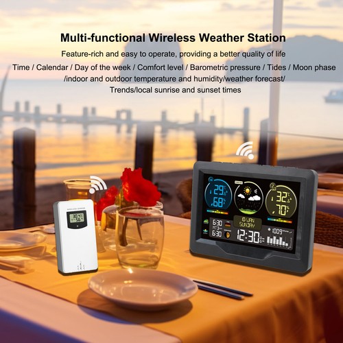 Stazione Meteo Digitale Interno ed Esterno Orologio Calendario Termometro Igrometro - Foto 3 di 10