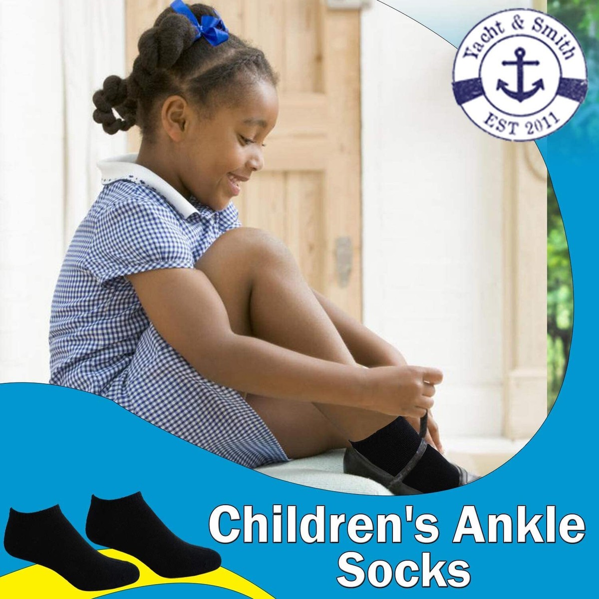 12 Units of Kids Cotton Quarter Ankle Socks In Black Size 4 6