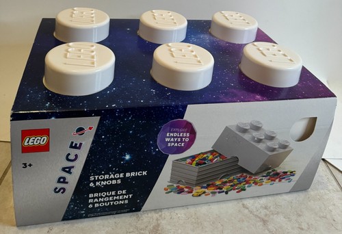 NEW LEGO SPACE THEME STORAGE BRICK & KNOBS BOX TARGET EXCLUSIVE CONTAINER WHITE - Afbeelding 2 van 4