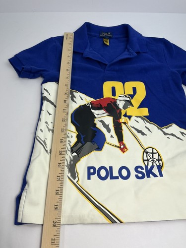 Polo Ralph Lauren Blue SKI 92 Shirt Children’s Size 7 Graphic Print AOP - Picture 4 of 6