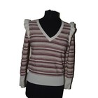 V-Neck Striped Regular Size Sweaters for Women