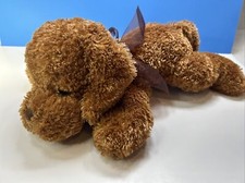 Best Made Toys Floppy Plush Dog Brown Puppy Laying Down Tan Bow 18  Beans