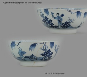 Antique-Chinese-18C-Qianlong-BLue-and-white-Bowl-with-Figures