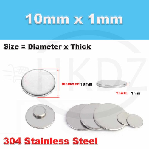 Stainless Steel Blank Round Disc 304 Grade Metal Sheet Plate Ø6-80mm Thick 1-5mm - Picture 41 of 240
