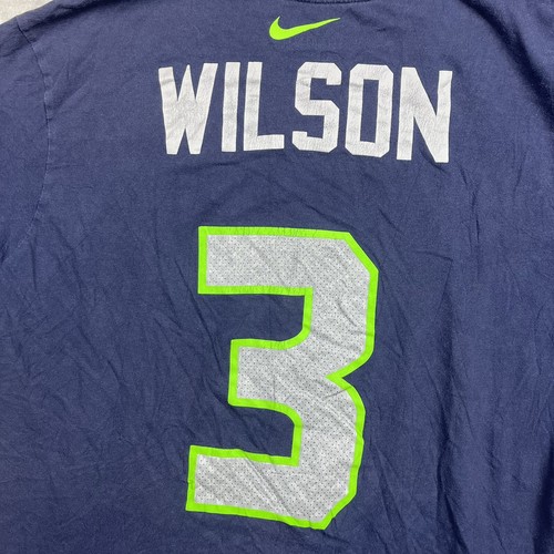 Nike Seattle Seahawks Russel Wilson T-Shirt Men Size Large Blue/Green - Picture 5 of 7