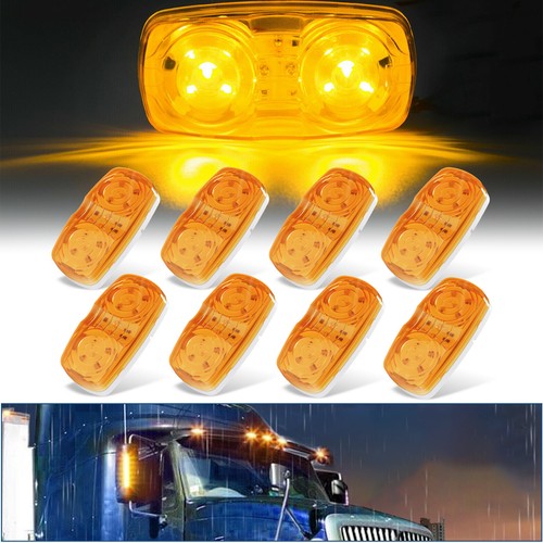 Red/Amber Trailer Marker LED Light Double Bullseye Clearance Lamp 10 Diodes - Picture 1 of 22