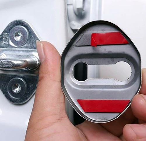 4X Carbon Fiber Look Stainless Door Latch Striker Cover Fits 14-21 Tacoma - Picture 4 of 4