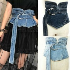 Women Denim Waist Belt Corset Wide Waistband Buckle Harajuku Rock Punk Slim New