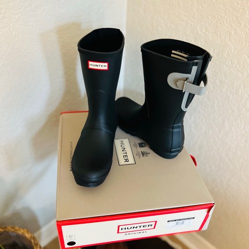HUNTER Original Short Back Adjustable Rain Boot, BLACK GRAY, Sizes 8 9 10 11 NWT - Picture 7 of 9