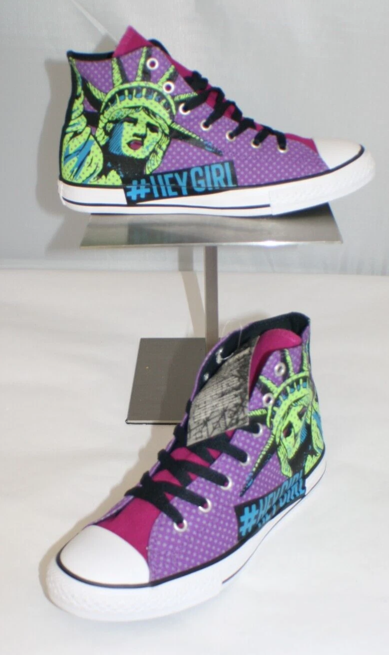 Scarpe da ginnastica alte Converse Juniors #HEYGIRL Statua della Libertà taglia 6 nuove con etichette