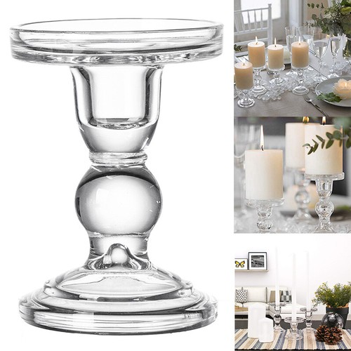 Transparent Glass High Candlestick Candle Holder Candlesticks Decoration Stand - Picture 2 of 12