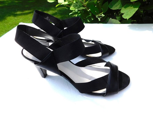 IMPO STRETCH LADIES BLACK LEATHER SLINGBACK HEELS SIZE  9 M - Foto 4 di 5