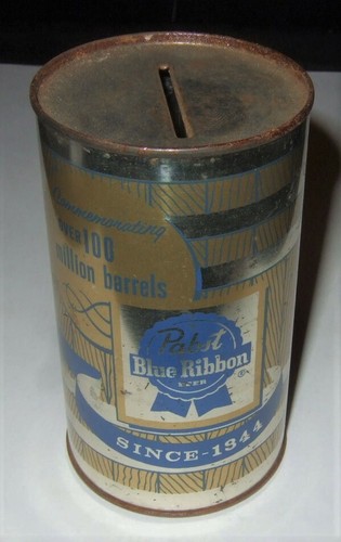 Beer Can Bank Pabst Beer Coin Bank Vintage Brewery Collectible