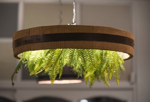 Ceiling Lamp In A Wine Barrel With Led Strip Pendant Light
