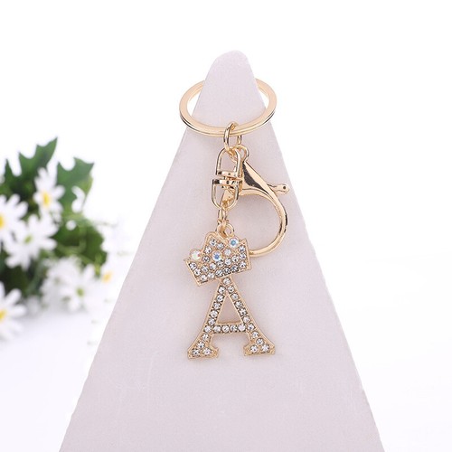 Key Chain Alphabet Initial Letter A-Z Rhinestone Ring Key Bag Charms Accessories - Bild 6 von 47