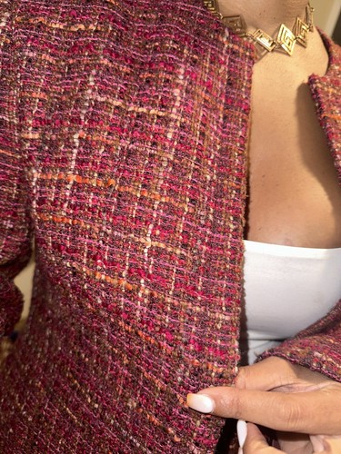 Lafayette 148 Boucle Tweed Jacket Size 10 Textured 3/4 Sleeve Blazer Multicolor - Picture 2 of 6