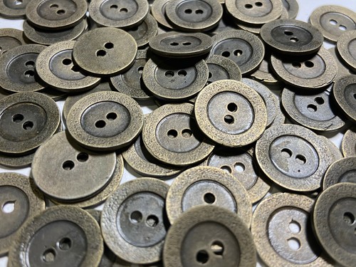 European Classic Wide Rim Metal Button Vintage Brass Finish 13 15 18 23mm 2hole - Picture 2 of 16