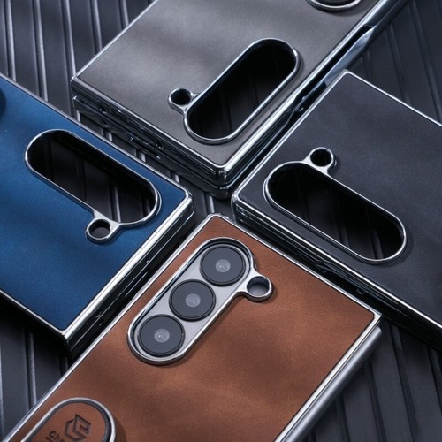 Fr Samsung Galaxy Z Fold 6 5 4 3 custodia in pelle resistente con cerniera e supporto invisibile - Foto 2 di 16