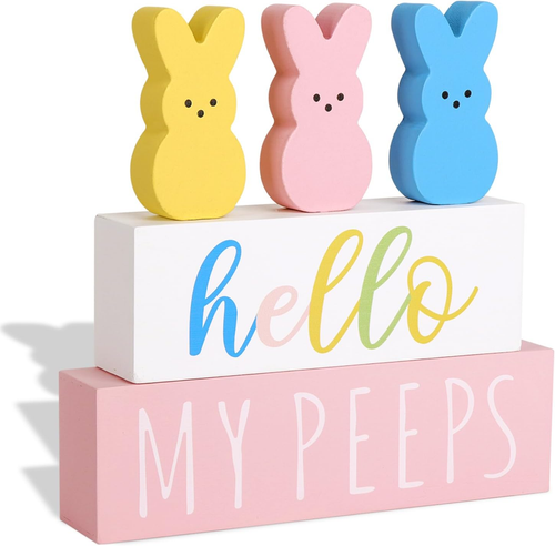 Easter Decorations for the Home: 5Pcs Easter Bunny Wooden Table Centerpiece Sign - Picture 6 of 12
