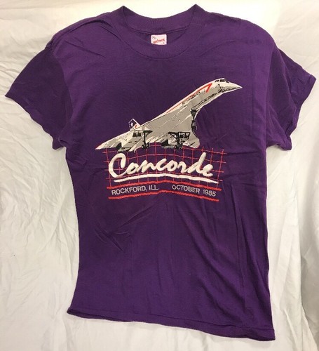 True Vintage 80s Concorde Airplane British Airways T Shirt 1985 Size XL 50/50 - Picture 2 of 8