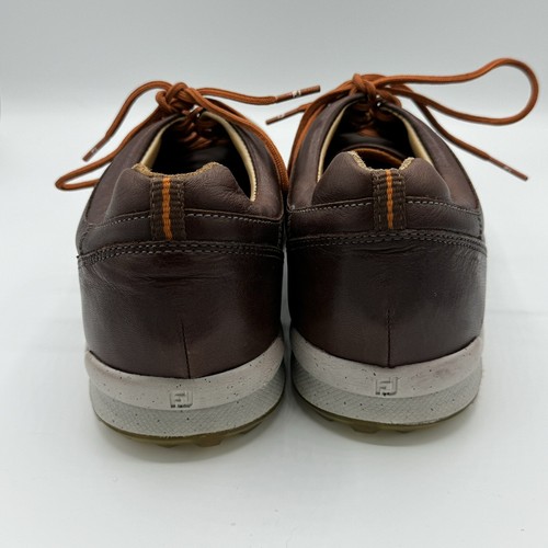Footjoy Mens Golf Shoes 9 57253 Versaluxe Brown Leather Lace Up Spikeless - Picture 3 of 10