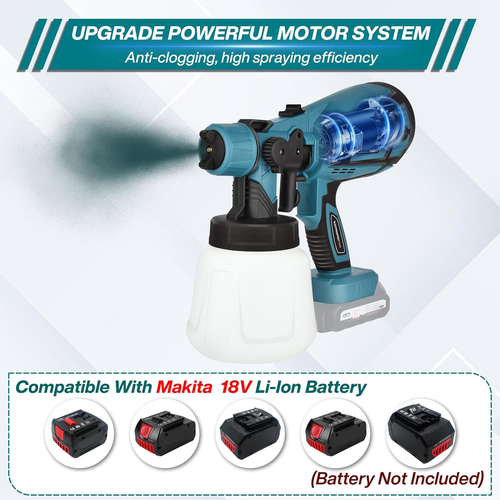 Handheld Paint Sprayer Gun,Battery Paint Spray System for Makita BL Series 18V, - Picture 5 of 9