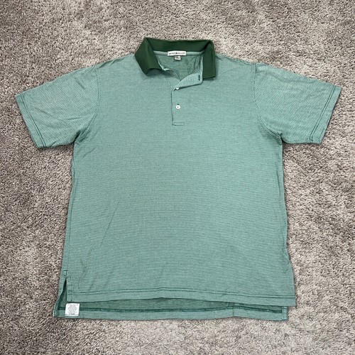 Peter Millar Shirt Men Medium Green Houndstooth Golf Polo Active Grandpa Dad