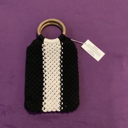 Curateur Laude The Label GABBY Black and White Mini Macramé Bag NWT - Picture 3 of 7
