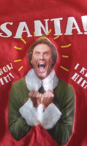 ELF Kids Red Will Ferrell T-shirt Size 6 "Santa I Know Him! New With Tags - Picture 4 of 7