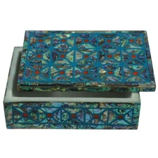 6"x4" Paua Shell Inlay Marble Art Jewelry Box Handmade Home Decor And Gifts