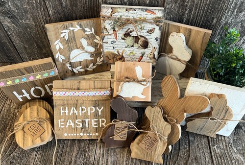 Wood EGG Tiered Tray EASTER Spring Farmhouse Rustic Shelf Decor Handmade 7" - Picture 7 of 8
