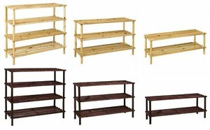 4 Tier Shoe Rack Natural Wood Slated Shelf Storage Organiser Stand Unit Holder