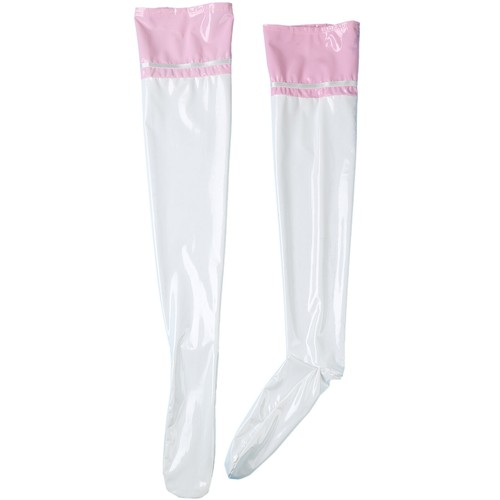 Women's Wetlook Extra Long Stockings Striped Thigh High Stockings Knee High Sock - Picture 14 of 67