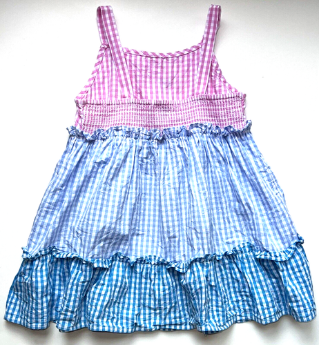 Sundress Crown & Ivy Gingham Pink Blue Check Tiered Girl’s Small - Picture 2 of 10