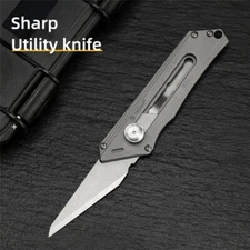 Titanium Razor Blade Pocket Knife Outdoor Utility Knives EDC Camping Tool Gray