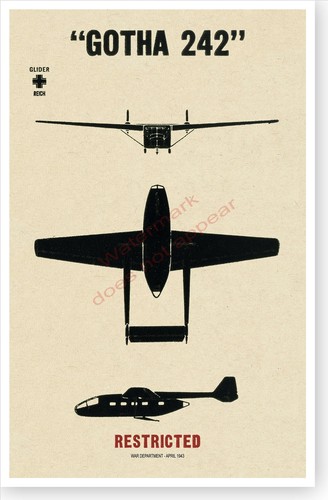 WWII German Gotha Go 242 Transport Glider Aircraft Recognition Poster V-1 - Bild 7 von 7