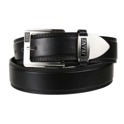 Mens Leather Belts Jeans Trousers Chinos Casual Belt Real Metal Buckle Bonded - Picture 4 of 41