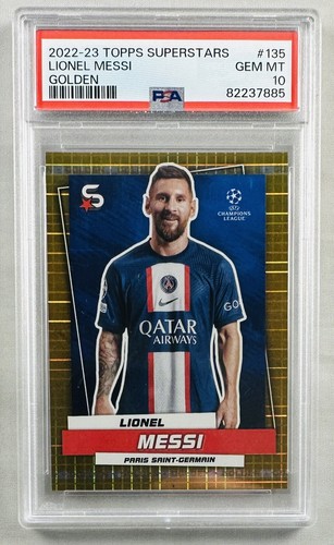 Lionel Messi 2022-23 Topps Superstars Golden #24/50 PSA 10 GEM PSG