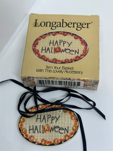 VTG 1999 Longaberger Happy Halloween Basket Tie-On Ceramic Pumpkin Original Box - Picture 2 of 4