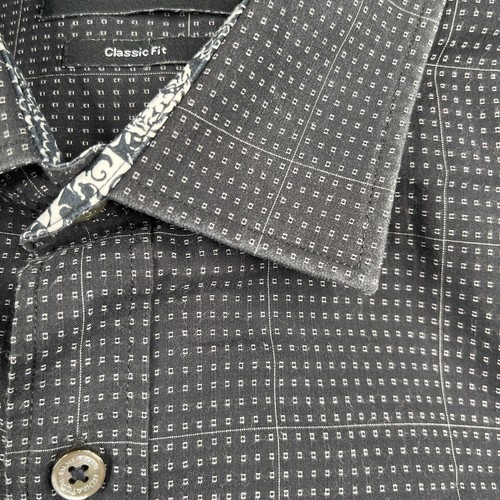 BUGATCHI Shirt XL Black Check Dragon Flip Cuff Casual Button Up Long Sleeve Mens - Picture 13 of 14