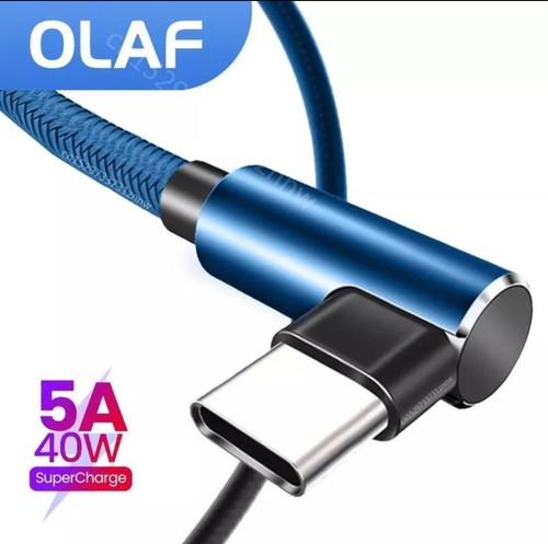 Câble de charge micro USB 90 degrés angle câble USB incliné nylon noir - Photo 2/10