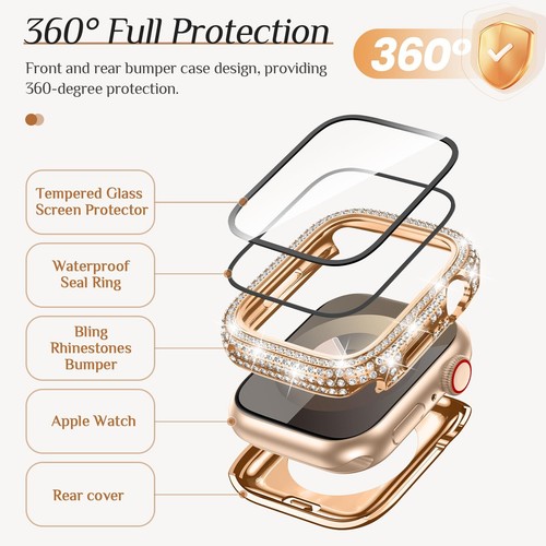 1x/2x Para Apple Watch Series 10 9 8 7 6 5 4 SE Estuche Ultra Diamante con Película de Pantalla - Imagen 40 de 68